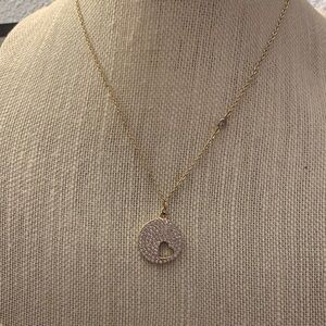 Park Lane Gold Pavé Circle Pendant Necklace with Heart Cutout